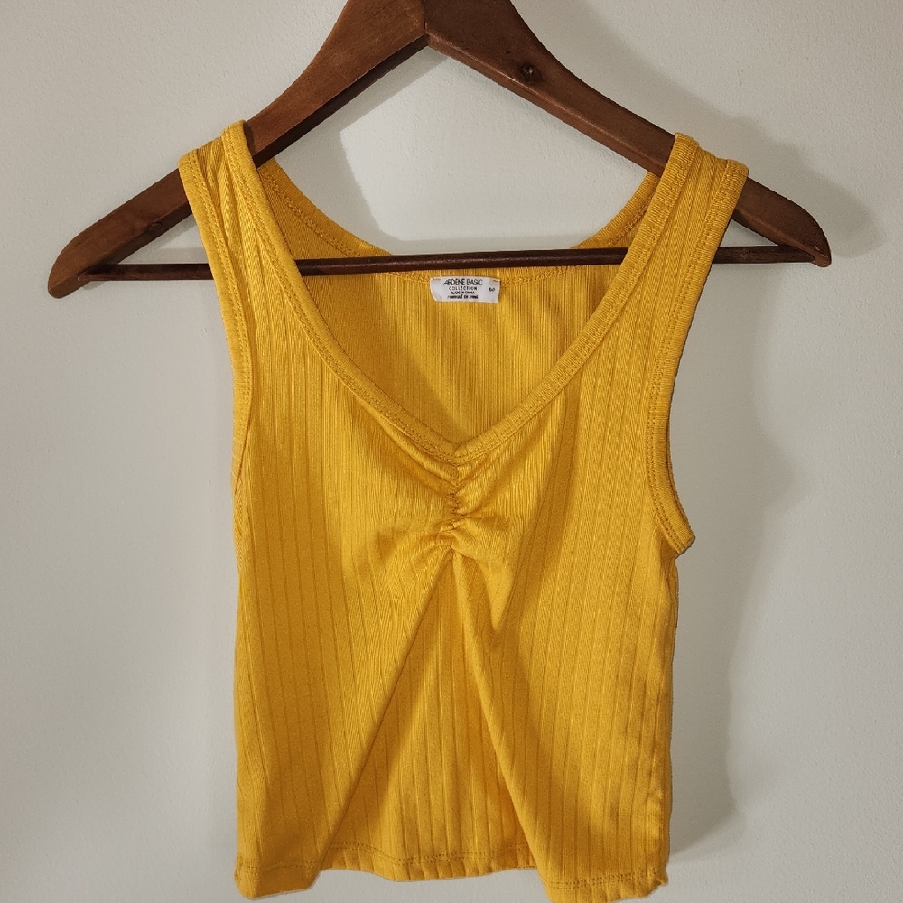Ardene Yellow Ribbed Tank Top